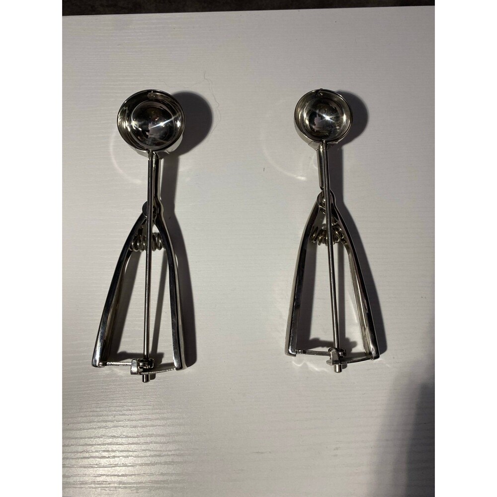 Set of 2 Stainless Steel Cookie Dough Scoops Trigger Release Baking